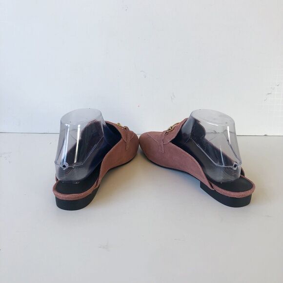 Ellos Horsebit Leather Suede Mules Loafers Pink Rose Embroidered Womens Size 8.5 - Picture 8 of 13